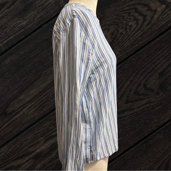 J. Crew Mercantile Tie Sleeve Button-Down Striped Women's Size Medium - Picture 3 of 5